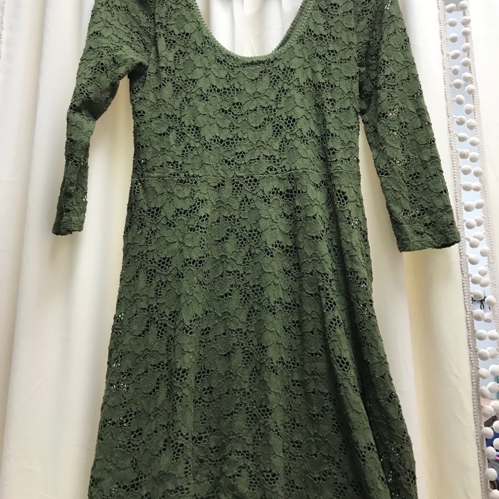 Free People Olive Lace Dress with slip